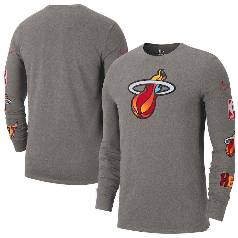 Men's Miami Heat Heather Charcoal 2022/23 City Edition Essential Expressive Long Sleeve T-Shirt Men's Miami Heat Heather Charcoal 2022/23 City Edition Essential Expressive Long Sleeve T-Shirt